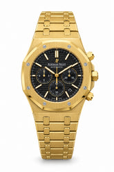 The "Classic Oak Chronograph" Yellow Gold & Onyx Tapisserie Bracelet