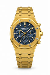 The "Classic Oak Chronograph" Yellow Gold & Sunburst Navy Tapisserie Bracelet