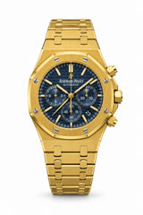 The "Classic Oak Chronograph" Yellow Gold & Sunburst Navy Tapisserie Bracelet