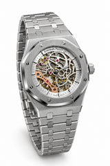 The "Classic Oak Double Balance Wheel Skeleton" Silver & Openworked Steel Bracelet