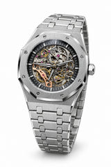 The "Royal Oak Double Balance Wheel Skeleton" Silver & Charcoal Openworked Steel Bracelet