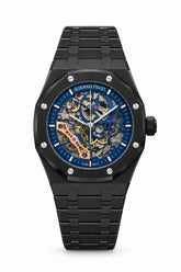 The "Classic Oak Double Balance Wheel Skeleton" All-Black ADLC & Royal Blue Openworked