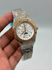 The "Classic Oak Perpetual Calendar" Two-Tone Rose Gold & Ice Silver Tapisserie Bracelet