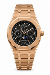The "Classic Oak Perpetual Calendar" Rose Gold & Onyx Tapisserie Bracelet