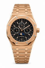 The "Classic Oak Perpetual Calendar" Rose Gold & Onyx Tapisserie Bracelet