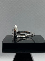 925 Silver Hand Fan Style Ring with Bracket Design & Zircon