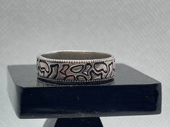 925 Silver Black Pattern Band