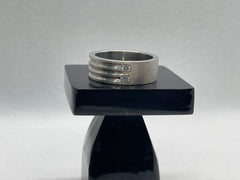 925 Silver Band with 3-Line Matte Finish & 2 Zircon Stones