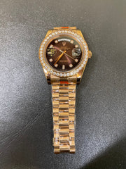 Day-Date Rose Gold with Coffee Dial & Stone Bezel