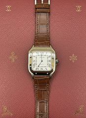 Cartier Santos-Dumont Stainless Steel Large with Brown Strap