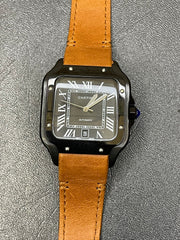 Cartier Santos-Dumont Black Case with Orange Strap