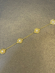 Versace Inspired Bracelet Chain – Gold Plated 925 Silver with Pearl & Greek Design