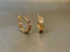 Versace Inspired Greca Hoop Earrings in Rose Gold 925 Silver
