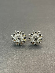 925 Silver Flower-Style Tops with Black Stone & Zircon