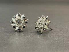 925 Silver Flower-Style Tops with Black Stone & Zircon