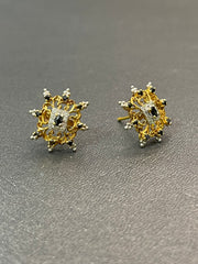 Two-Tone Gold Plated 925 Silver Tops with Zircon & Black Onyx
