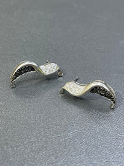 Silver Wing-Style Earrings in Black & Silver