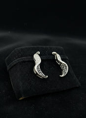 Silver Wing-Style Earrings in Black & Silver