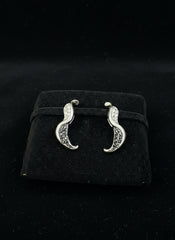 Silver Wing-Style Earrings in Black & Silver