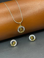 Signature Two-Tone Interlocking Logo Set – Locket & Earrings | Time N Treasure