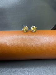 Four-Side Leaf Tops – Blue Stone & Zircon | Gold-Plated 925 Silver