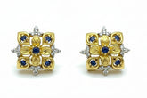 Four-Side Leaf Tops – Blue Stone & Zircon | Gold-Plated 925 Silver