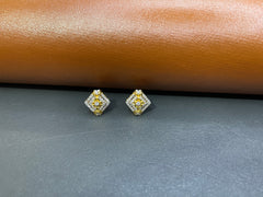 Rhombus Shape Tops with Floral Zircon Design | Gold-Plated 925 Silver
