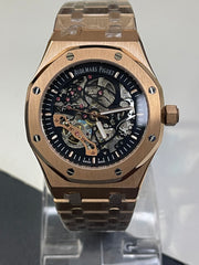 Royal Oak Skeleton Watch – Rose Gold Color Case with Black Dial | Automatic Movement