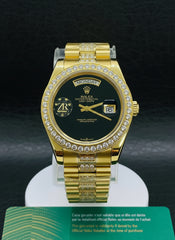 Day-Date Black Dial with Iced Out Bezel & Iced Out Chain