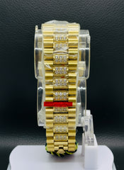 Day-Date Black Dial with Iced Out Bezel & Iced Out Chain