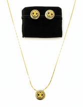 CC Logo Locket & Tops Set – Black Stone | Gold-Plated 925 Silver