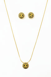 CC Logo Locket & Tops Set – Black Stone | Gold-Plated 925 Silver