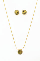 CC Logo Locket & Tops Set – Black Stone | Gold-Plated 925 Silver