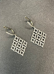 925 Silver Rhombus Earrings with Mini Zircon Rhombus