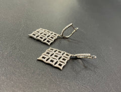 925 Silver Rhombus Earrings with Mini Zircon Rhombus