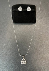 925 Silver Triangle Design Locket Set with Zircon