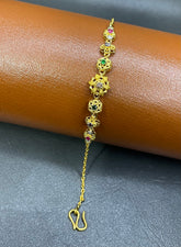 Seven-Flower Chain Bracelet – Red, Green & Purple Stones | Gold-Plated Silver 925 | Time N Treasure