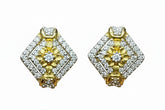 Rhombus Shape Tops with Floral Zircon Design | Gold-Plated 925 Silver