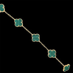 Van Cleef Inspired Alhambra Green Malachite Gold Plated 925 silver Bracelet