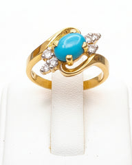Gold Plated Silver Turquoise Ring with Zirconia Accent | Time N Treasure