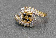 Midnight Blue Sapphire Spiral Ring with Zirconia Pavé | Time N Treasure