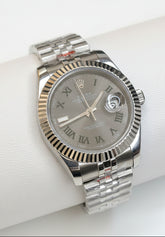 Slate Grey & Green Roman Dial Watch – SS Jubilee Bracelet | "Wimbledon"