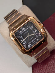Rose Gold Square Aviator Custom Watch – Black Roman Dial | Time N Treasure