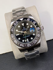 Black & Grey GMT Custom Watch – Stainless Steel Oyster Chain | Time N Treasure