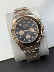 Rose Gold Sports Chronograph Custom Watch – Black Dial with Rose Gold Sub-Dials | Time N Treasure
