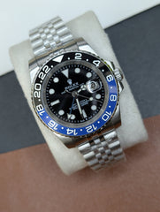Black & Blue GMT Custom Watch – Stainless Steel Jubilee Chain "BATGIRL" (NO GMT)