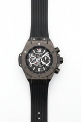 Black Quartz Chronograph Watch – Skeleton Dial Rubber Strap | Time N Treasure
