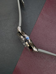 Silver Quartz Chronograph Watch – Grey Skeleton Dial & Rubber Strap | Time N Treasure