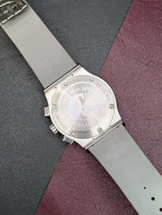 Silver Quartz Chronograph Watch – Grey Skeleton Dial & Rubber Strap | Time N Treasure