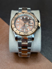 Two-Tone Rose Gold & Steel Maritime Custom Watch – Raised Relief Bezel | Time N Treasure